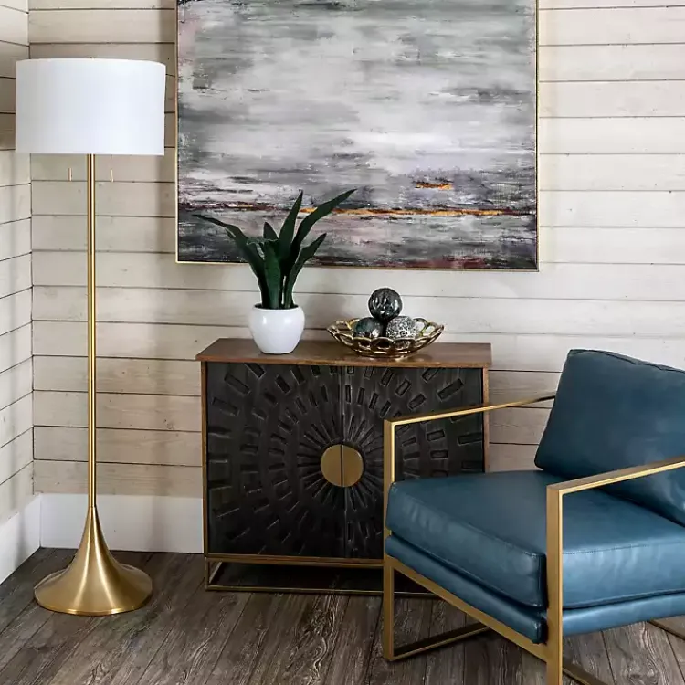 Kirklands Home Floor Lamps|Gold Sleek Modern Floor Lamp White