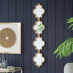 Kirklands Home Decorative Mirrors|Slim Stacked Trellis Wall Mirror Gold