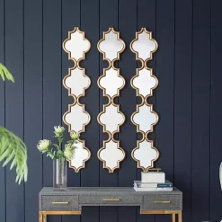 Kirklands Home Decorative Mirrors|Slim Stacked Trellis Wall Mirror Gold