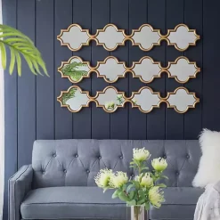 Kirklands Home Decorative Mirrors|Slim Stacked Trellis Wall Mirror Gold