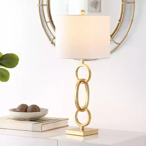 Kirklands Home Table Lamps|Gold Stacked Rings Alaia Table Lamp White