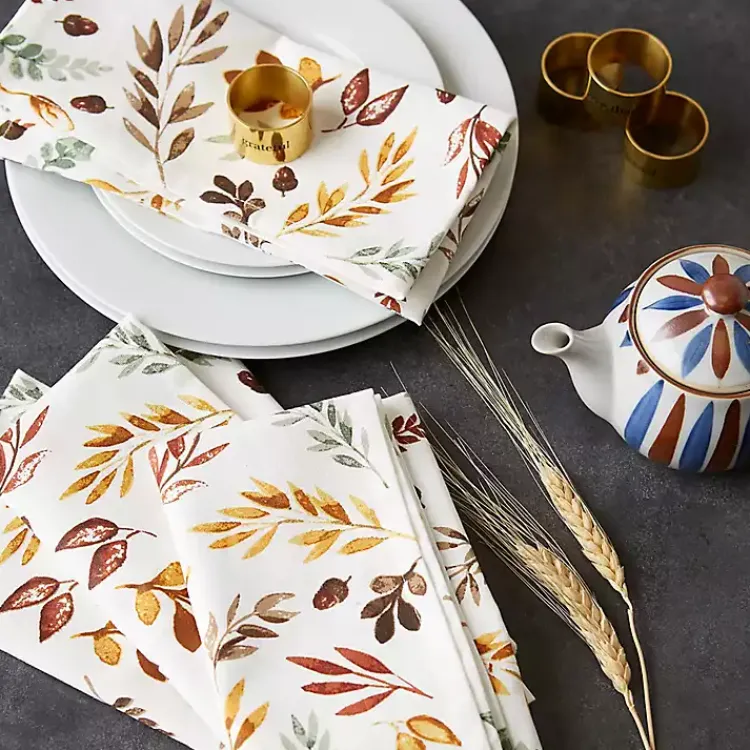 Best Gold Stamped Harvest Napkin Rings, Set of 4 Fall