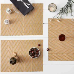 Kirklands Home Table Linens|Textured Twill Weave Placemats, Set of 6 Gold