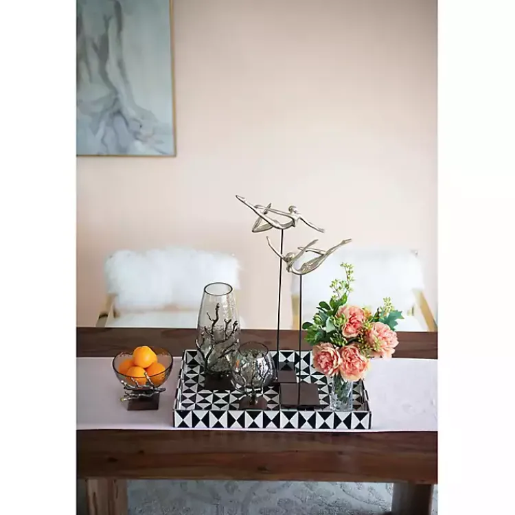 New Gold Tipped Walnut Wood Glass Bowl Decorative Bowls & Jars