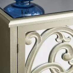 Kirklands Home Entryway Furniture|Wood Carved Scroll Mirrored Cabinet Gold