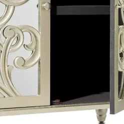 Kirklands Home Entryway Furniture|Wood Carved Scroll Mirrored Cabinet Gold