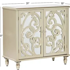 Kirklands Home Entryway Furniture|Wood Carved Scroll Mirrored Cabinet Gold