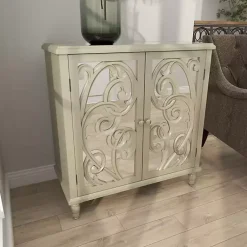 Kirklands Home Entryway Furniture|Wood Carved Scroll Mirrored Cabinet Gold