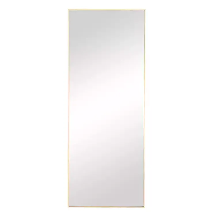 Kirklands Home Framed Mirrors|Gold Wood Rectangular Wall Mirror, 14x36 in.