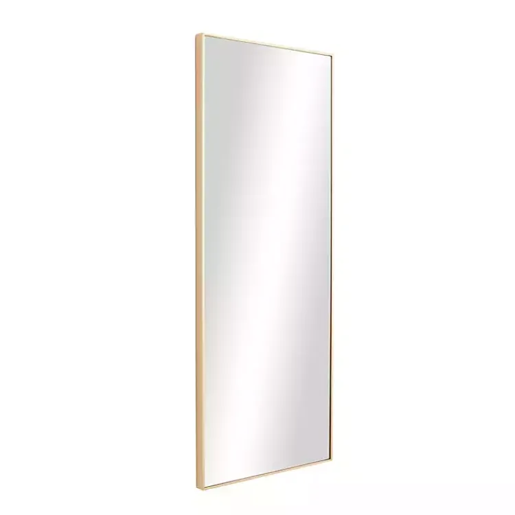 Kirklands Home Framed Mirrors|Gold Wood Rectangular Wall Mirror, 14x36 in.