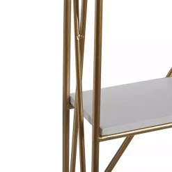 Kirklands Home Shelves|Gold X-Frame Daisy White Wood Wall Shelf