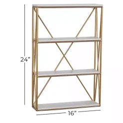 Kirklands Home Shelves|Gold X-Frame Daisy White Wood Wall Shelf
