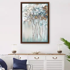 Kirklands Home Framed Art|Golden Blue Forest Framed Canvas Art Print