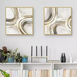 Kirklands Home Canvas Art|Golden Contours Framed Canvas Art Prints, Set of 2