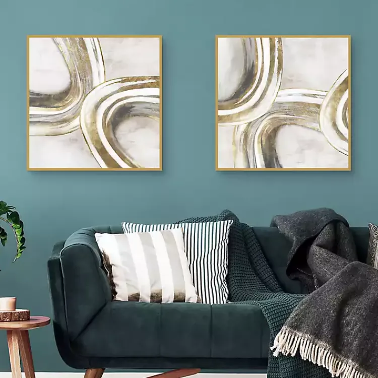 Kirklands Home Canvas Art|Golden Contours Framed Canvas Art Prints, Set of 2