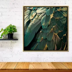 Kirklands Home Framed Art|Golden Gilt Feathers Canvas Framed Art