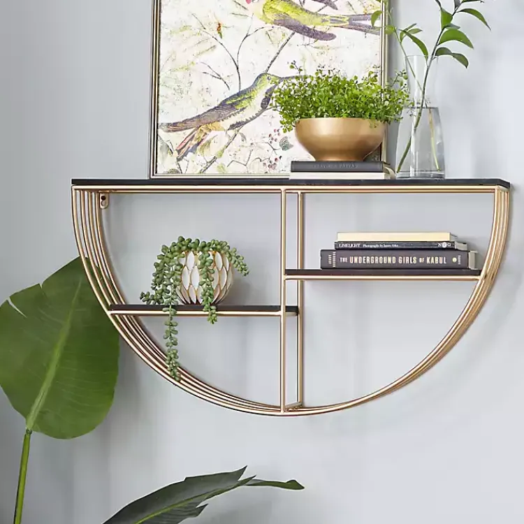 Kirklands Home Shelves|Golden Half Moon Wall Shelves