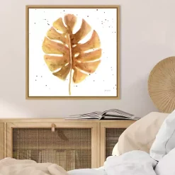 Kirklands Home Canvas Art|Golden Palm Framed Canvas Art Print