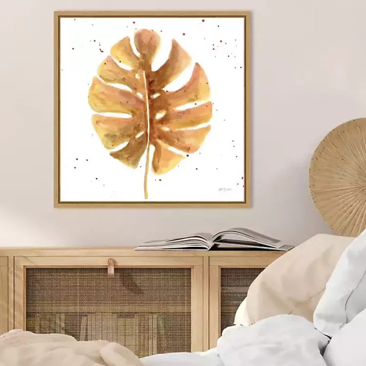 Kirklands Home Canvas Art|Golden Palm Framed Canvas Art Print