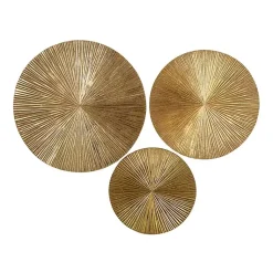 Kirklands Home Wall Plaques|en Ribbed Sunburst Wall Plates, Set of 3 Gold