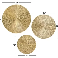 Kirklands Home Wall Plaques|en Ribbed Sunburst Wall Plates, Set of 3 Gold