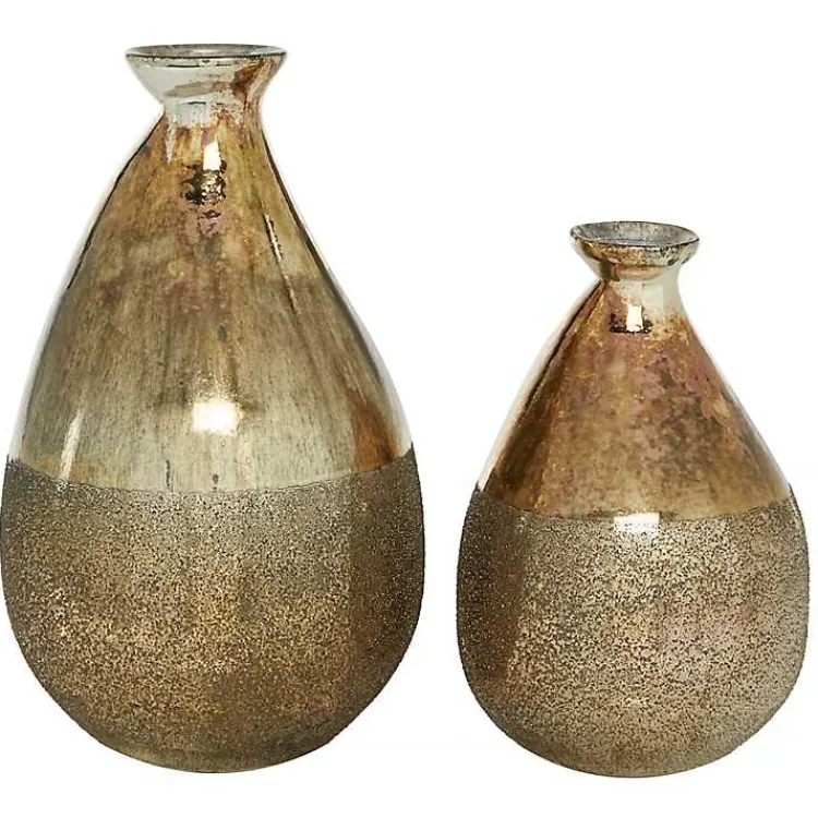 New en Rustic Blown Glass Bulb Vases, Set of 2 Vases
