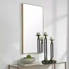 Kirklands Home Framed Mirrors|Golden Simple Rectangular Frame Wall Mirror
