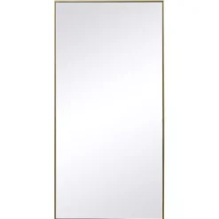 Kirklands Home Framed Mirrors|Golden Simple Rectangular Frame Wall Mirror
