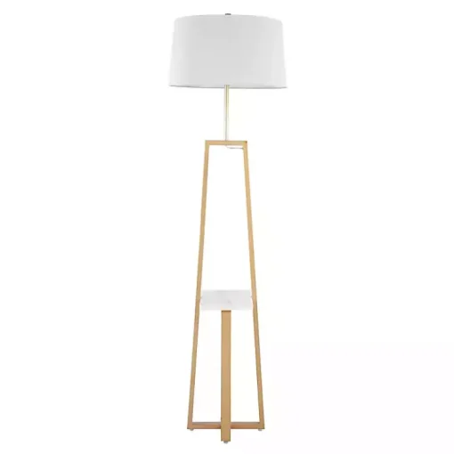 Kirklands Home Floor Lamps|Golden Triangle Marble Shelf Floor Lamp White