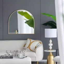 Kirklands Home Decorative Mirrors|en Wide Arched Wall Mirror Gold