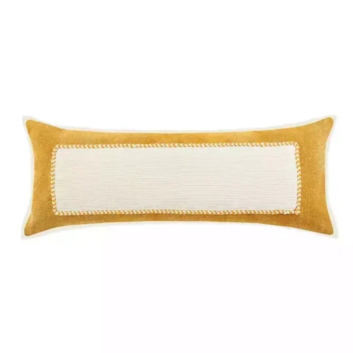 Discount Golden Yellow Riviera Braided Frame Lumbar Pillow Pillows