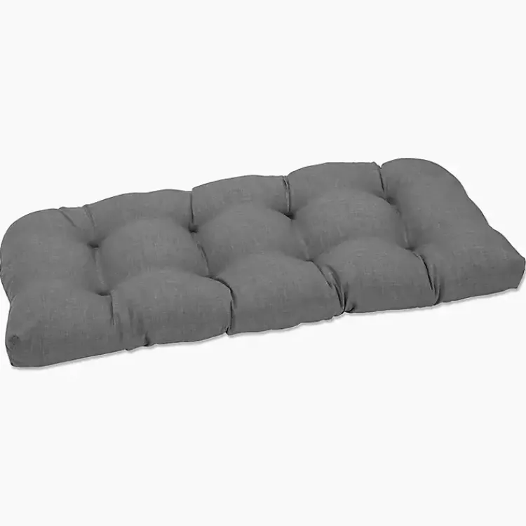 Kirklands Home Outdoor Cushions & Pillows|Graphite Tufted Outdoor Settee Cushion Gray