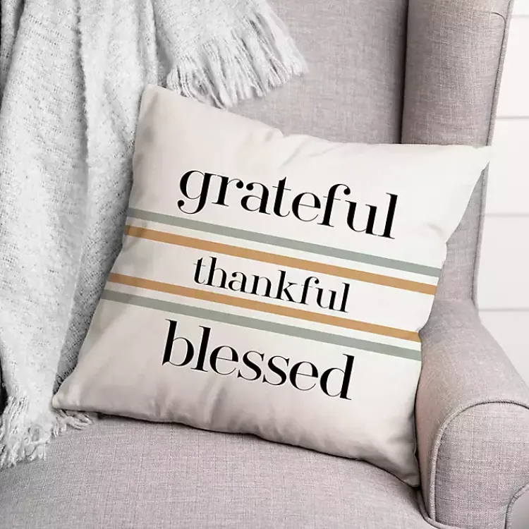 Clearance Grateful Thankful Blessed Outdoor Throw Pillow Fall