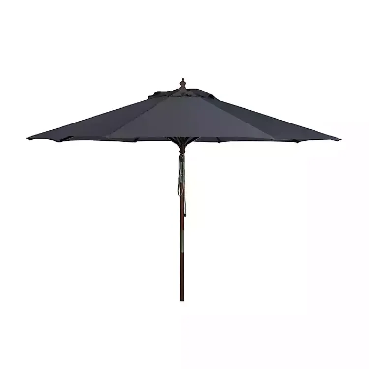 Kirklands Home Outdoor Accent Furniture|9 ft. Eucalyptus Outdoor Umbrella Gray