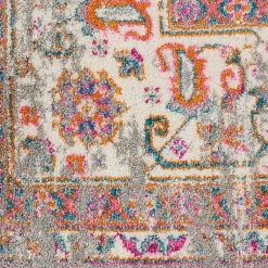 Kirklands Home Area Rugs|Gray & Pink Central Motif Botanical Area Rug, 9x12