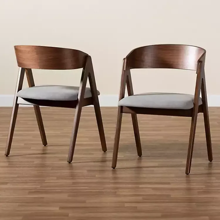 Kirklands Home Dining Chairs|& Walnut Danton Dining Chairs, Set of 2 Gray