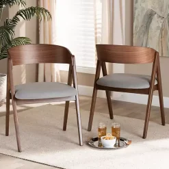 Kirklands Home Dining Chairs|& Walnut Danton Dining Chairs, Set of 2 Gray