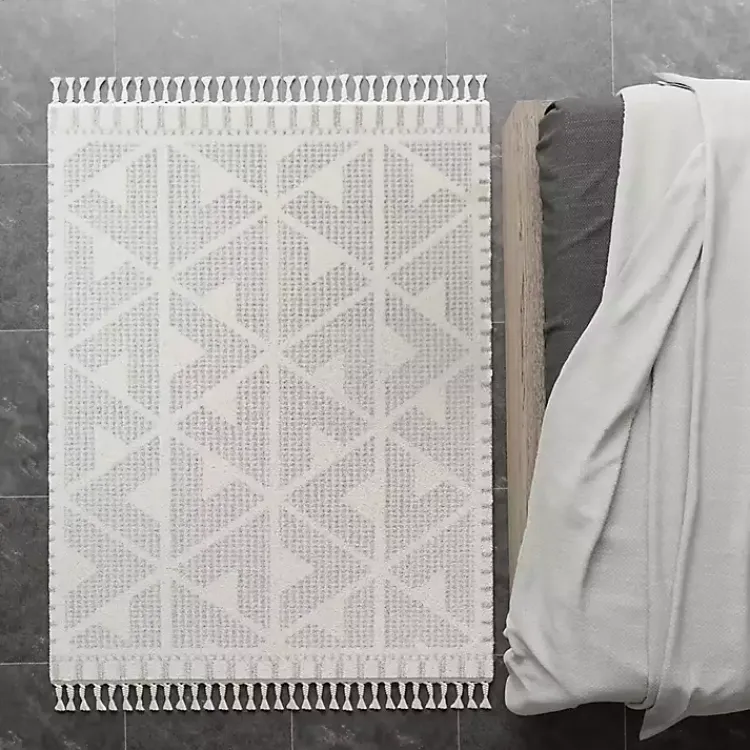 Kirklands Home Area Rugs|& White Geometric Shag Area Rug, 8x10 Gray