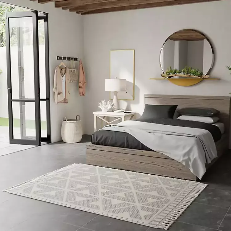 Kirklands Home Area Rugs|& White Geometric Shag Area Rug, 8x10 Gray