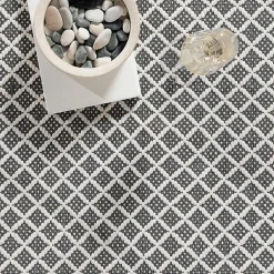 Kirklands Home Area Rugs|Gray & White Trellis Indoor/Outdoor Rug, 4x6