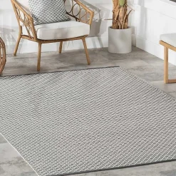 Kirklands Home Area Rugs|Gray & White Trellis Indoor/Outdoor Rug, 5x8