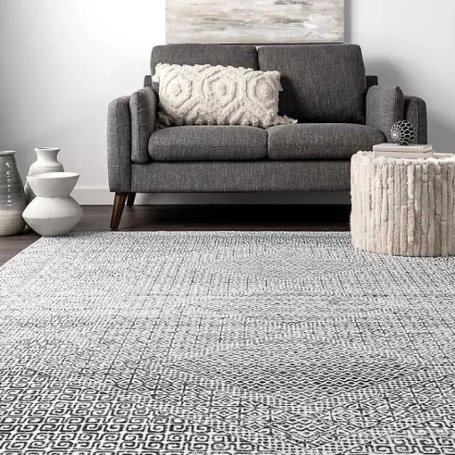Kirklands Home Accent Rugs|Gray Abstract Pattern Washable Runner