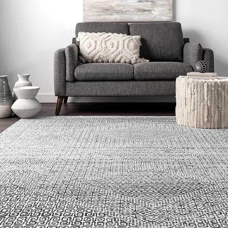 Kirklands Home Accent Rugs|Gray Abstract Pattern Washable Runner