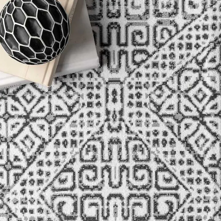 Kirklands Home Accent Rugs|Gray Abstract Pattern Washable Runner