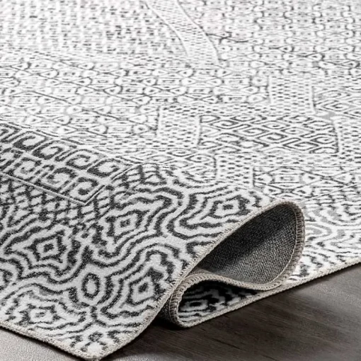 Kirklands Home Accent Rugs|Gray Abstract Pattern Washable Runner