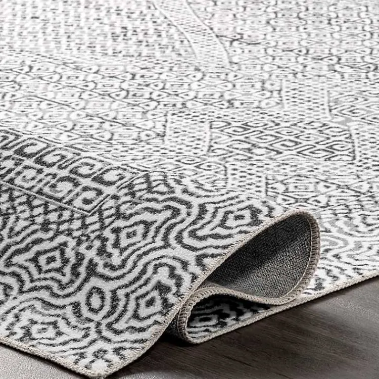 Kirklands Home Accent Rugs|Gray Abstract Pattern Washable Runner
