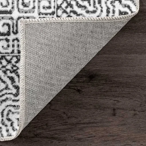 Kirklands Home Accent Rugs|Gray Abstract Pattern Washable Runner