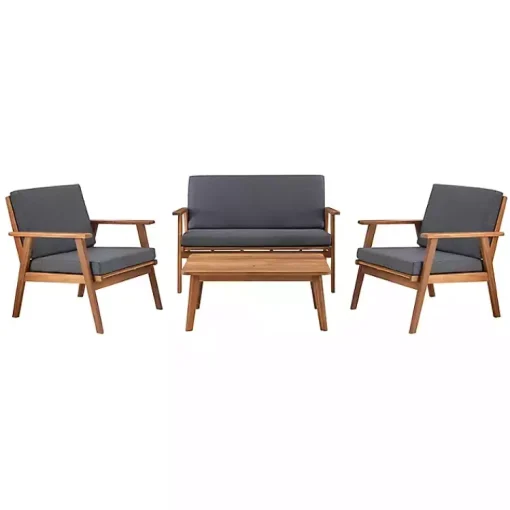 Kirklands Home Outdoor Sets|Acacia Wood 4-pc. Outdoor Living Set Gray