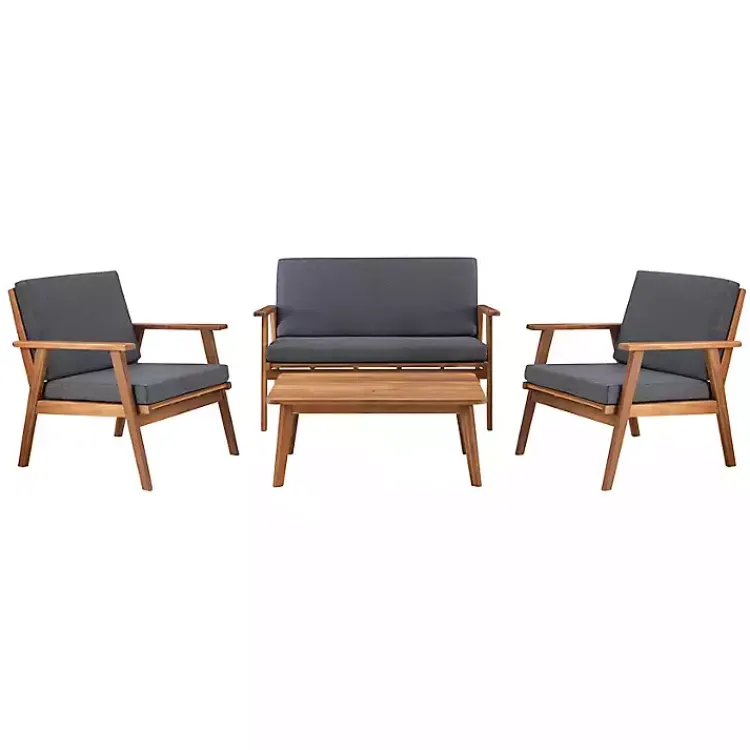Kirklands Home Outdoor Sets|Acacia Wood 4-pc. Outdoor Living Set Gray