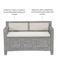 Kirklands Home Benches & Ottomans|Gray and Beige Carlton Storage Bench